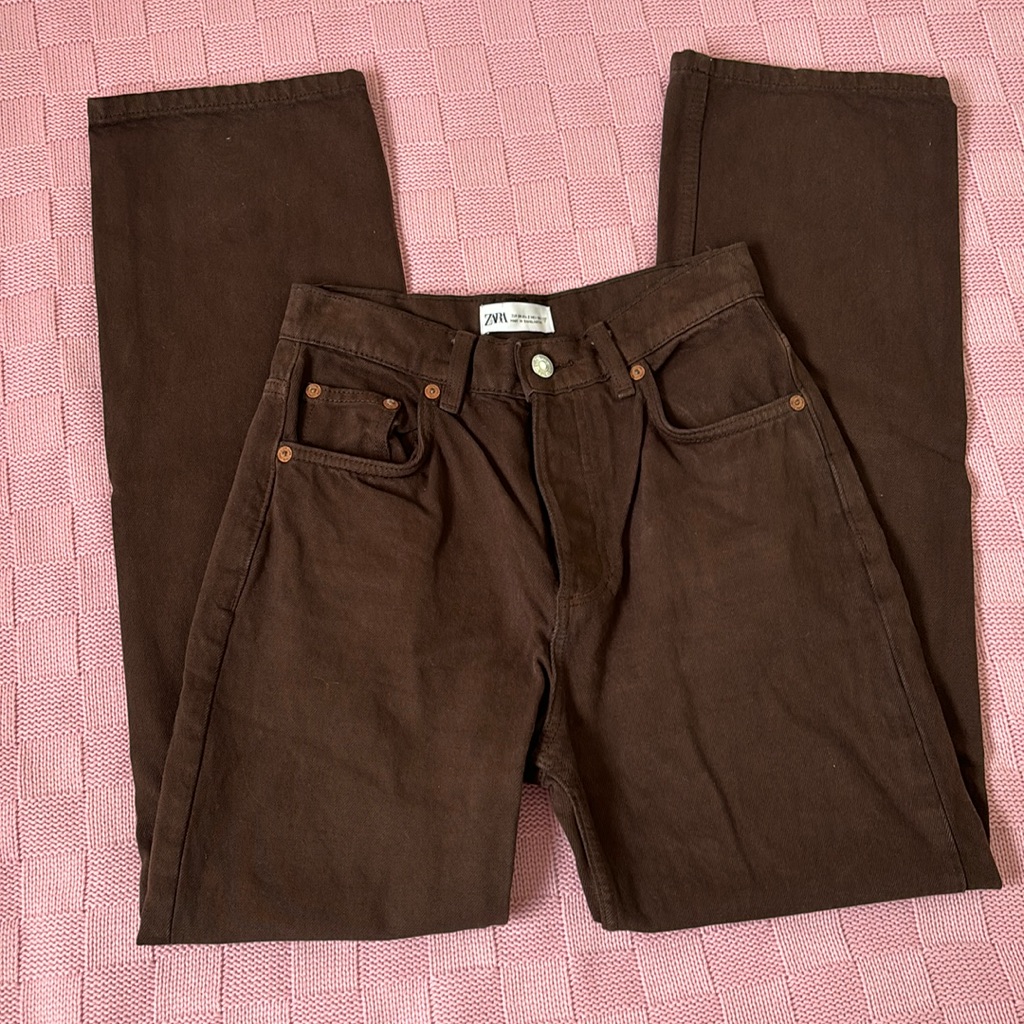 Zara High Rise Straight Leg Jeans